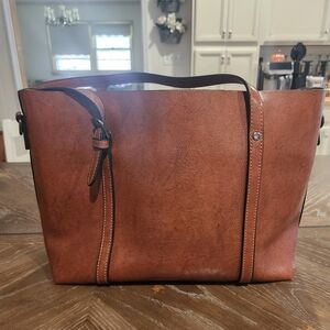 Elegant Brown Leather Tote Bag